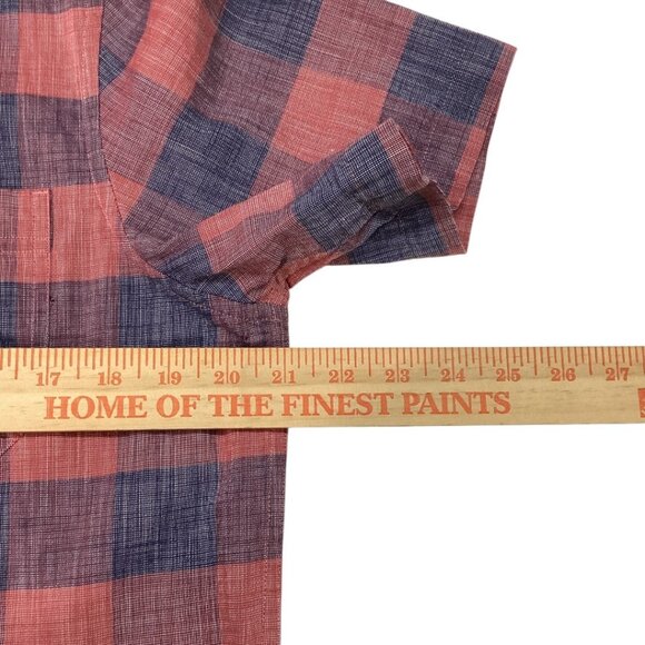 ROWM Red & Blue Plaid Short Sleeve Button-Up Shirt Men's Size Medium 100% Cotton - Picture 3 of 6